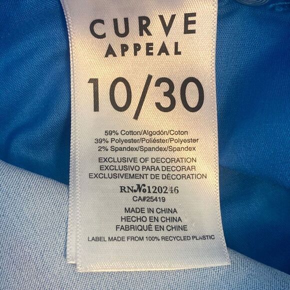 Curve Appeal NWT Tummy Tucking Shaping System Ankle Casual Pant In Ibiza Blue - Picture 6 of 7